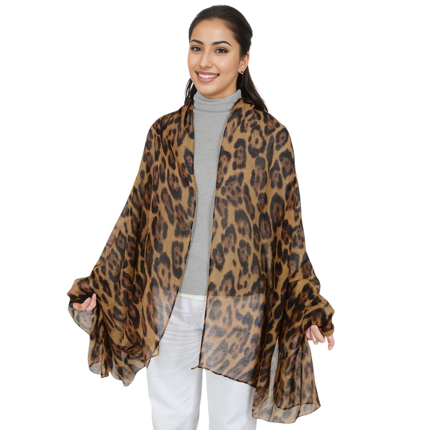 Anna-Kaci Women's Classic Leopard Print Scarf Lightweight Shawl Wrap Head Scarves