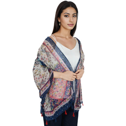 Anna-Kaci Women's Boho Floral Printed Scarf Fashion Fringed Colorful Shawl Wrap Scarves