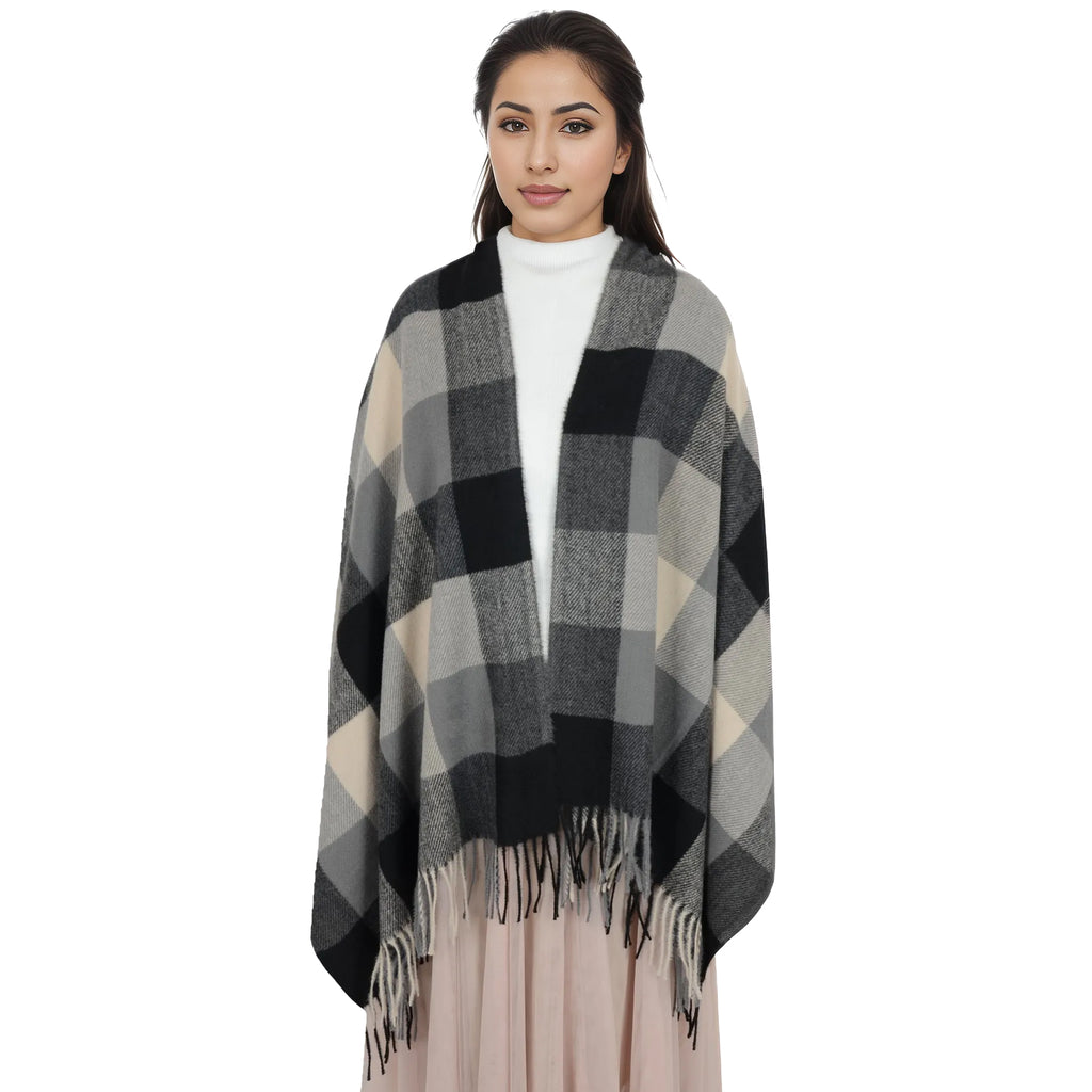 Anna-Kaci Classic Plaid Winter Scarf Soft Cashmere Feel Wrap Shawl Check Tassel Scarves for Women