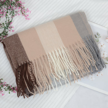 Anna-Kaci Classic Plaid Winter Scarf Soft Cashmere Feel Wrap Shawl Check Tassel Scarves for Women