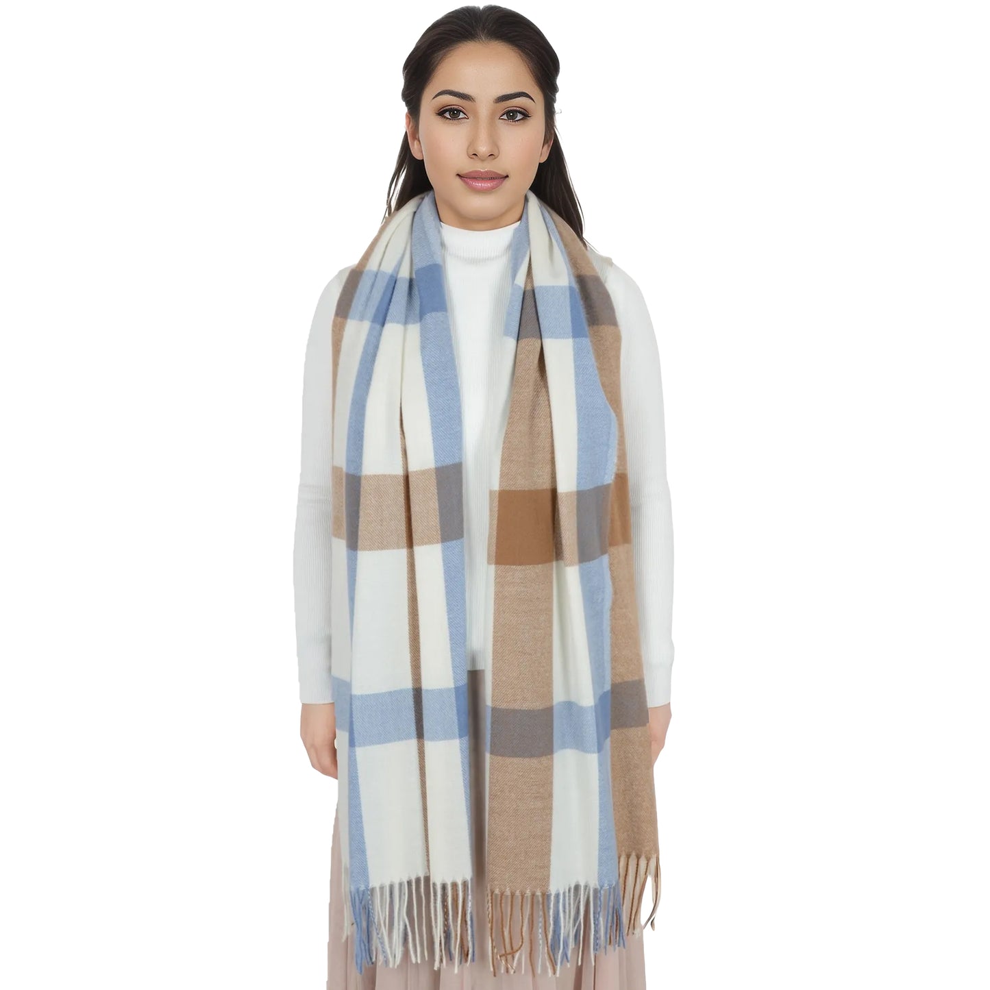 Anna-Kaci Classic Plaid Winter Scarf Soft Cashmere Feel Wrap Shawl Check Tassel Scarves for Women
