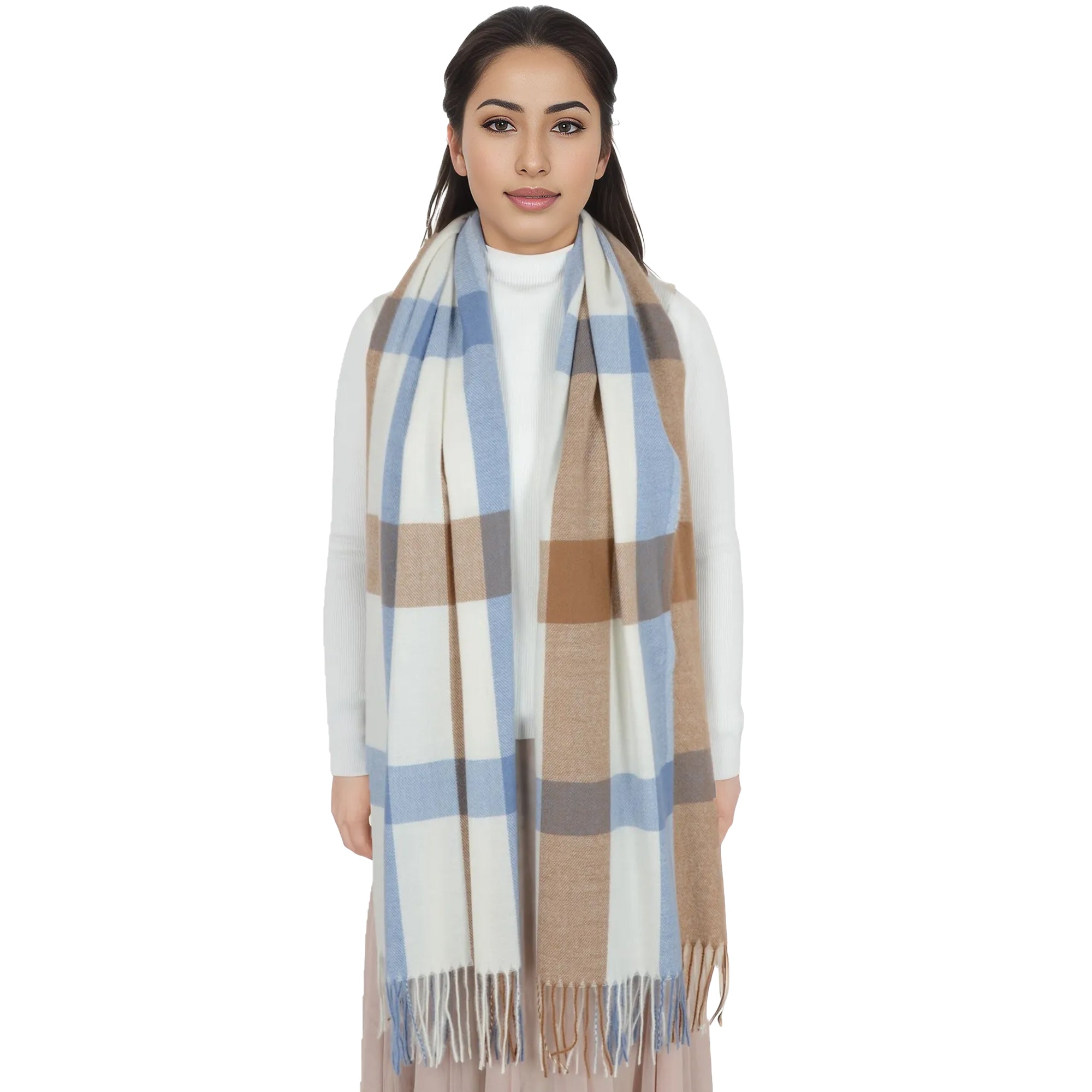 Anna-Kaci Classic Plaid Winter Scarf Soft Cashmere Feel Wrap Shawl Check Tassel Scarves for Women