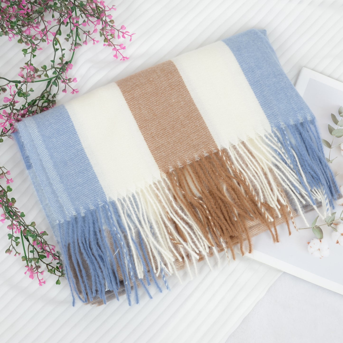 Anna-Kaci Classic Plaid Winter Scarf Soft Cashmere Feel Wrap Shawl Check Tassel Scarves for Women