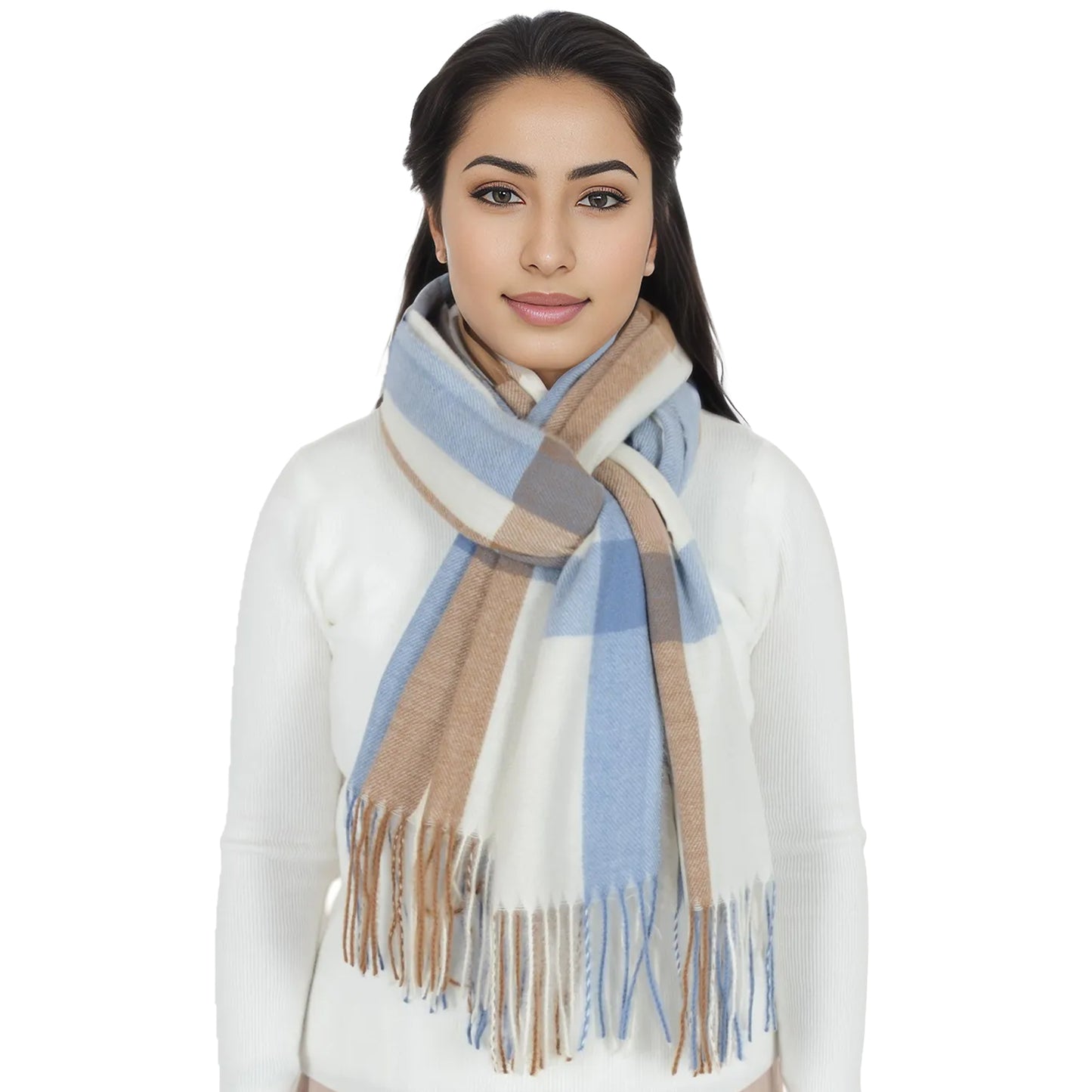 Anna-Kaci Classic Plaid Winter Scarf Soft Cashmere Feel Wrap Shawl Check Tassel Scarves for Women