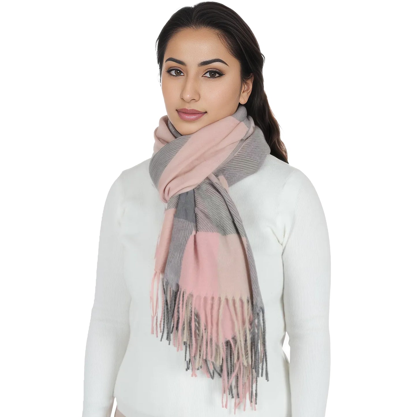 Anna-Kaci Classic Plaid Winter Scarf Soft Cashmere Feel Wrap Shawl Check Tassel Scarves for Women