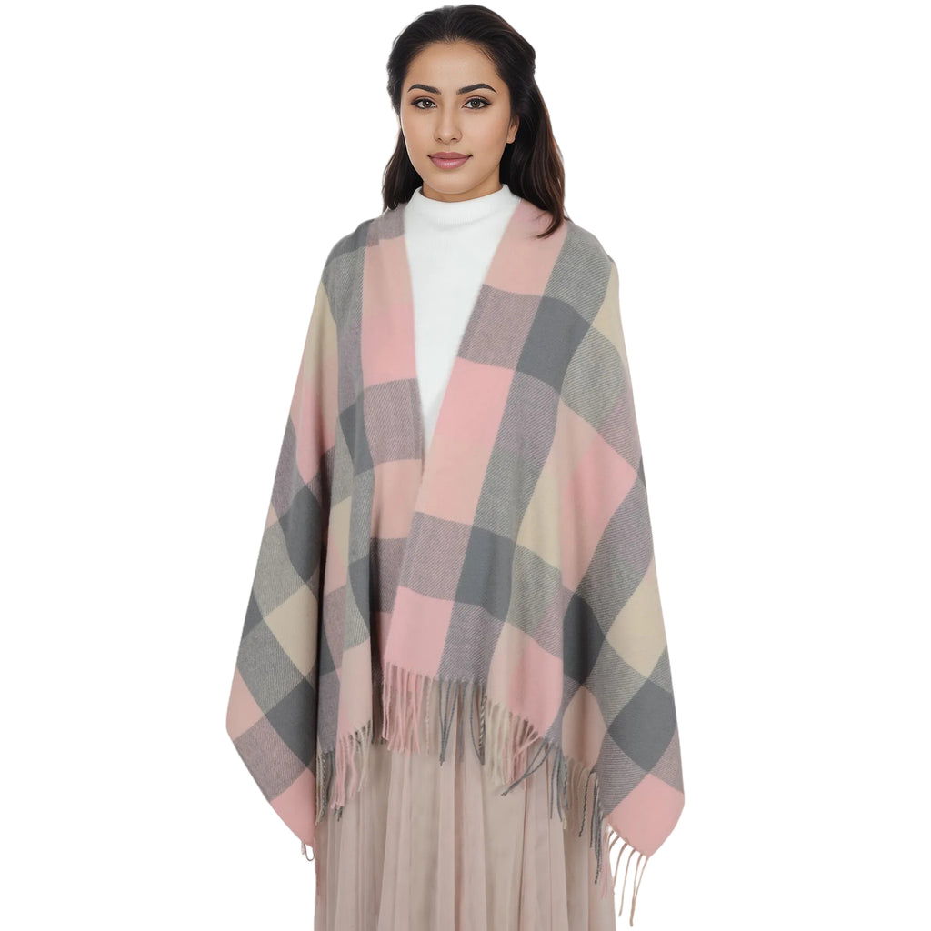 Anna-Kaci Classic Plaid Winter Scarf Soft Cashmere Feel Wrap Shawl Check Tassel Scarves for Women