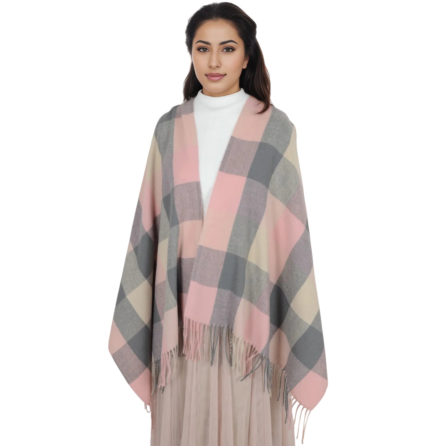 Anna-Kaci Classic Plaid Winter Scarf Soft Cashmere Feel Wrap Shawl Check Tassel Scarves for Women