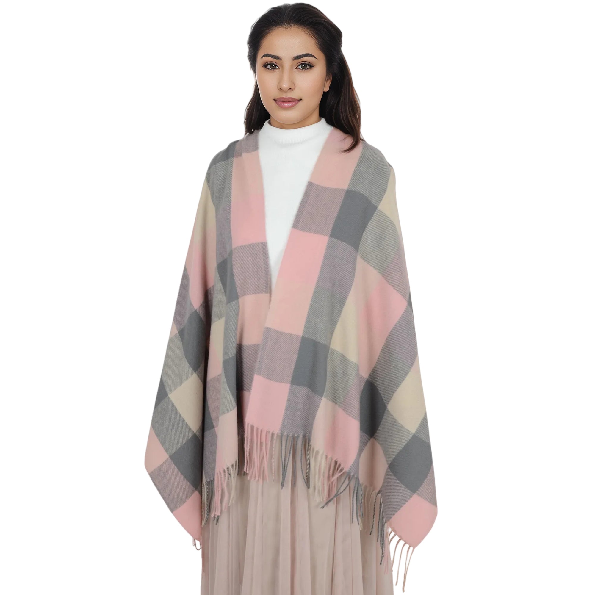 Anna-Kaci Classic Plaid Winter Scarf Soft Cashmere Feel Wrap Shawl Check Tassel Scarves for Women
