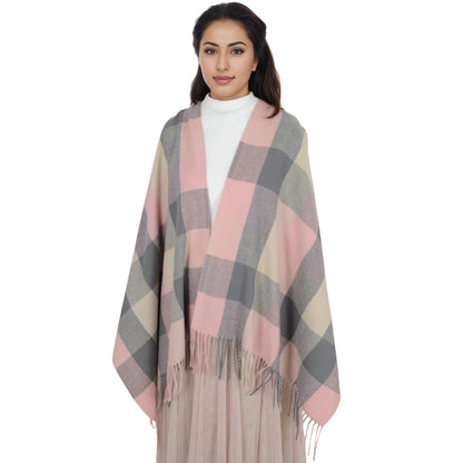 Anna-Kaci Classic Plaid Winter Scarf Soft Cashmere Feel Wrap Shawl Check Tassel Scarves for Women