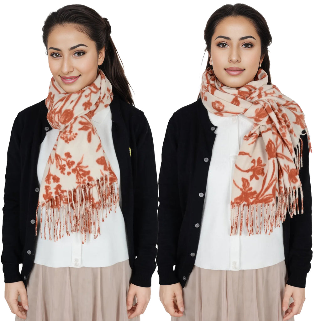 Anna-Kaci Women's Floral Print Winter Scarf Soft Cashmere Feel Fringe Shawl Wrap Scarves for Evening Dress