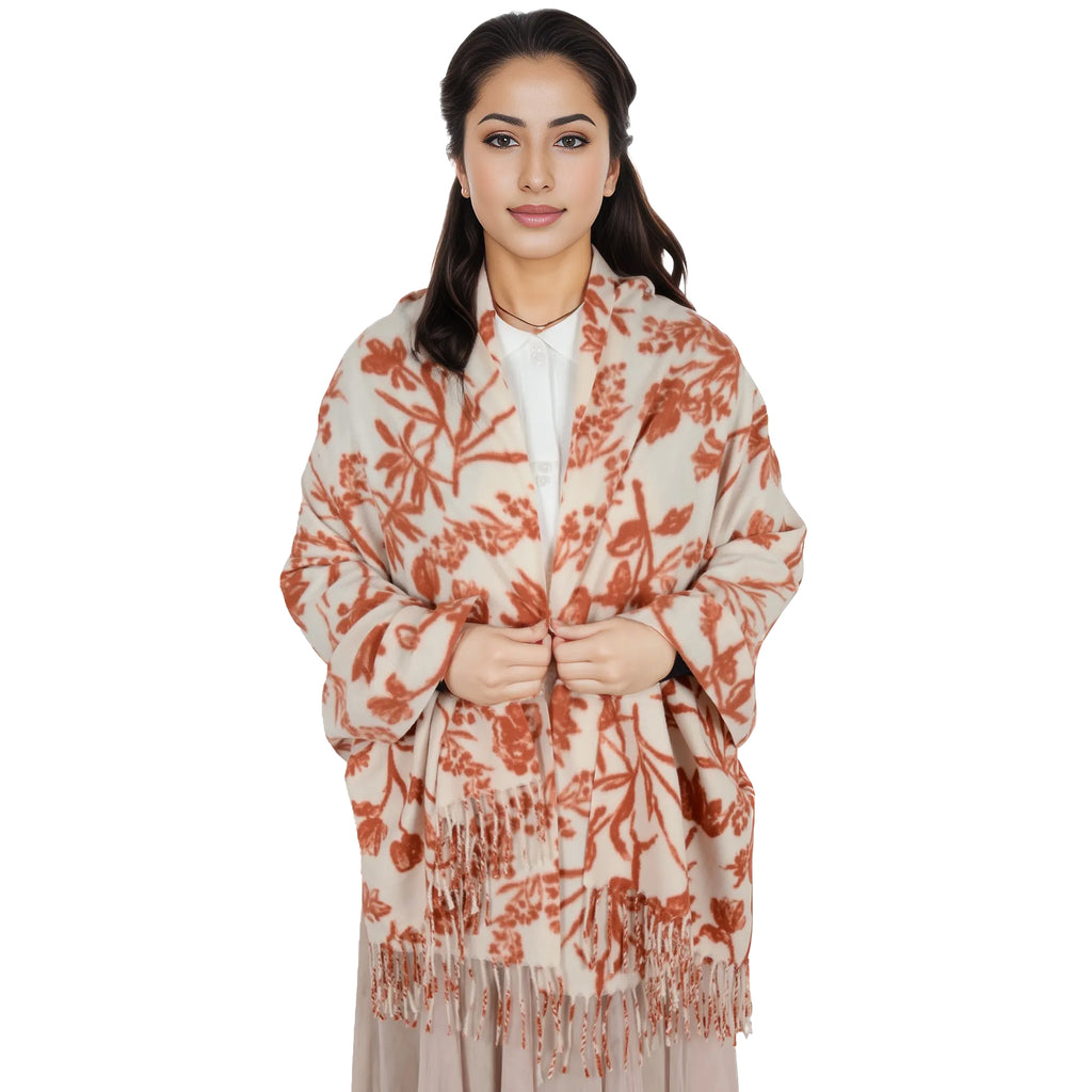 Anna-Kaci Women's Floral Print Winter Scarf Soft Cashmere Feel Fringe Shawl Wrap Scarves for Evening Dress