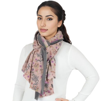 Anna-Kaci Floral Print Scarf Soft Cashmere Feel Shawl Wrap Winter Scarves for Women 74.8 x 25.6 inch