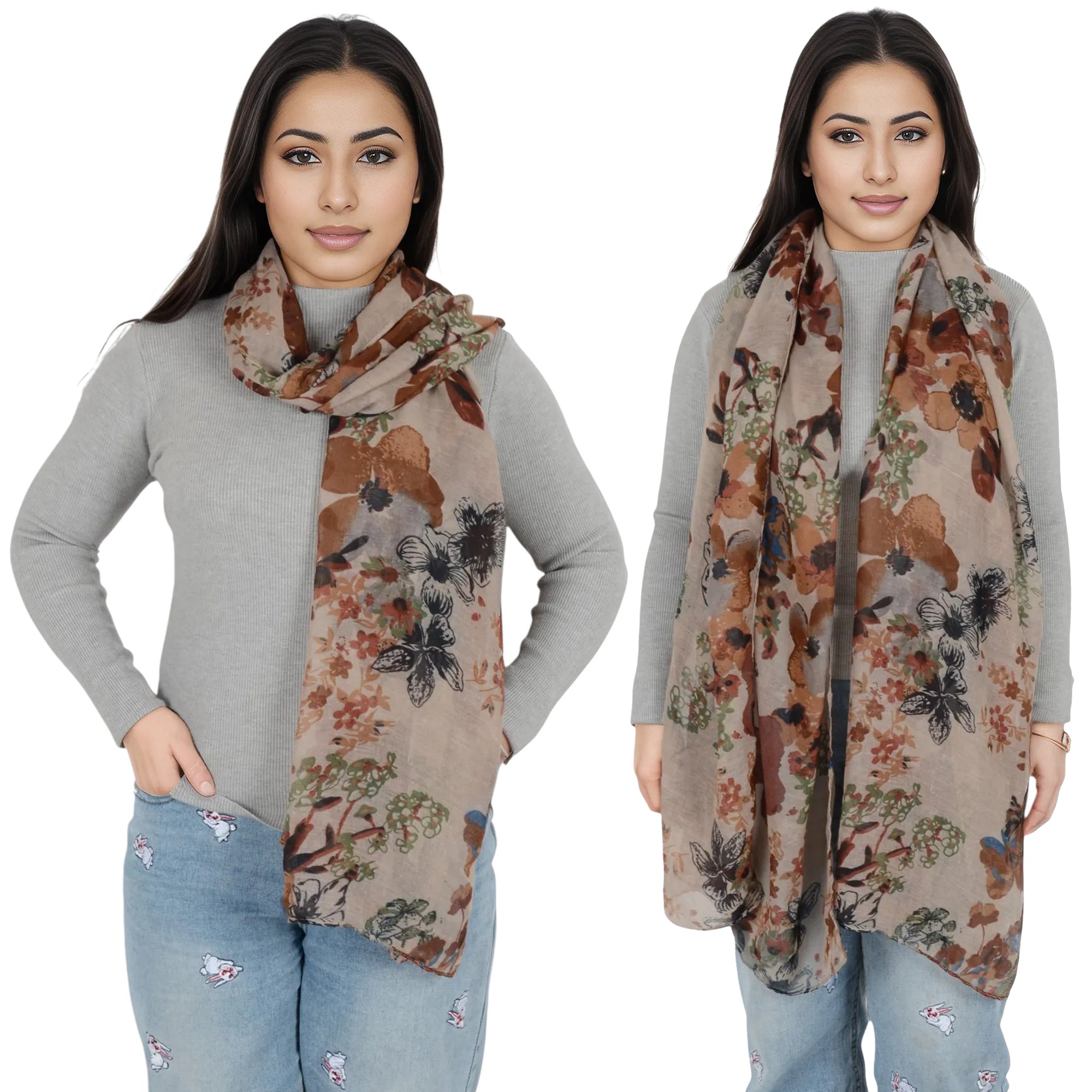 Anna-Kaci Fashion Floral Print Scarves Lightweight Winter Wrap Scarf Head Shawl for Women