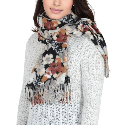 Anna-Kaci Women's Winter Cashmere Feel Scarf Floral Printed Classic Fringe Shawls Wrap Scarves