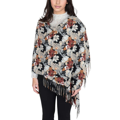 Anna-Kaci Women's Winter Cashmere Feel Scarf Floral Printed Classic Fringe Shawls Wrap Scarves
