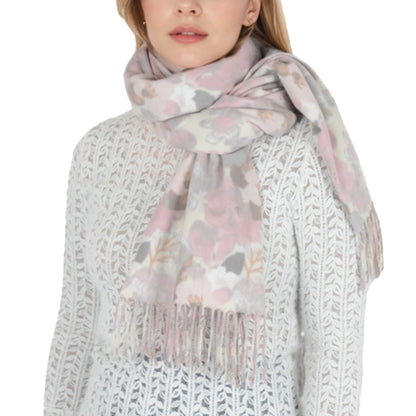 Anna-Kaci Women's Winter Cashmere Feel Scarf Floral Printed Classic Fringe Shawls Wrap Scarves