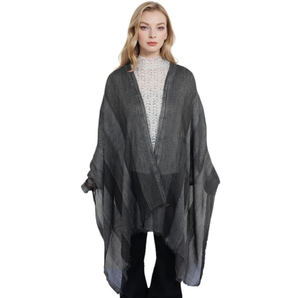Anna-Kaci Vintage Textured Striped Scarf Lightweight Fringed Soft Warm Wrap Shawls for Women