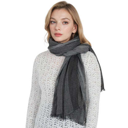 Anna-Kaci Vintage Textured Striped Scarf Lightweight Fringed Soft Warm Wrap Shawls for Women