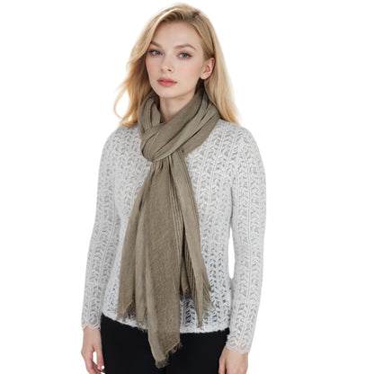 Anna-Kaci Vintage Textured Striped Scarf Lightweight Fringed Soft Warm Wrap Shawls for Women