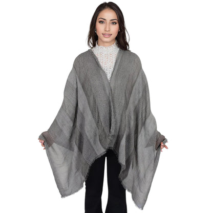 Anna-Kaci Vintage Textured Striped Scarf Lightweight Fringed Soft Warm Wrap Shawls for Women