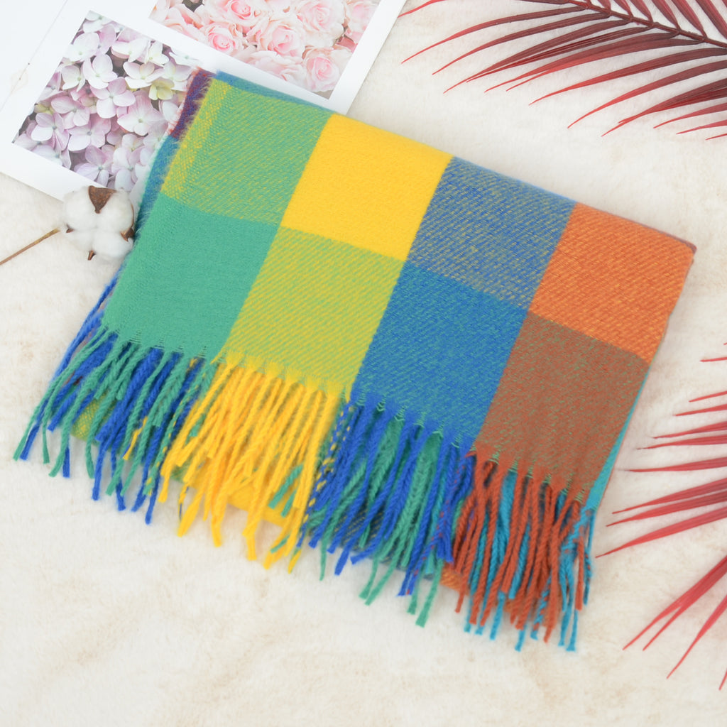 Anna-Kaci Women's Classic Plaid Fringe Scarf Soft Cashmere Feel Winter Checked Wrap Shawls
