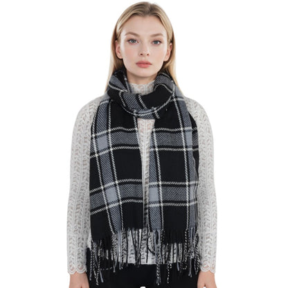 Anna-Kaci Classic Plaid Winter Scarf Cashmere Feel Checked Fringe Wrap Shawls for Women