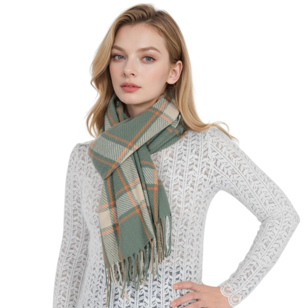 Anna-Kaci Classic Plaid Winter Scarf Cashmere Feel Checked Fringe Wrap Shawls for Women