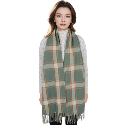Anna-Kaci Classic Plaid Winter Scarf Cashmere Feel Checked Fringe Wrap Shawls for Women