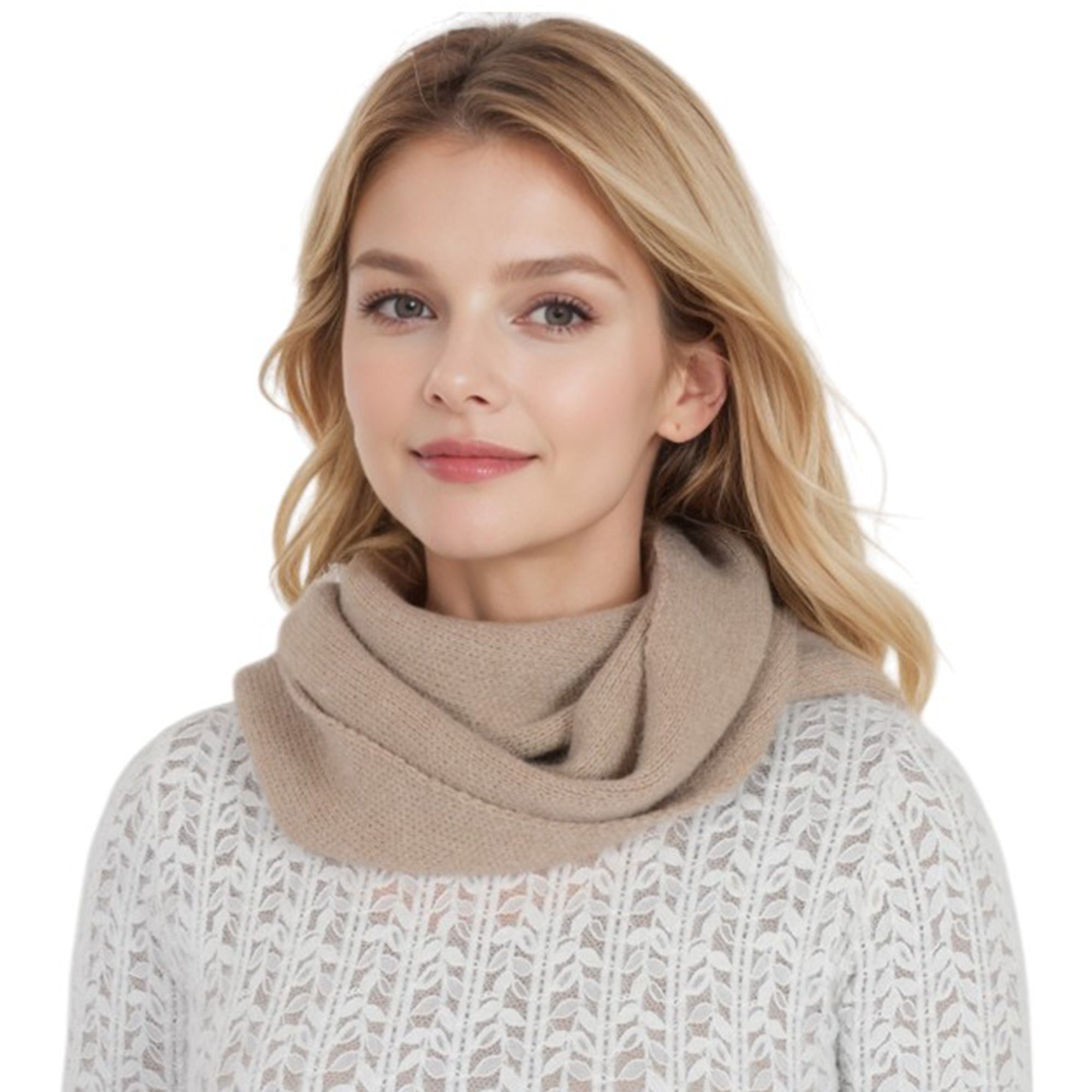 Anna-Kaci Solid Color Knitted Scarf Winter Neck Warm Wrap Stylish Cold Weather Accessory for Women