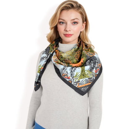 Anna-Kaci Women's Floral Pattern Square Scarf with Vibrant Prints and Elegant Square Design