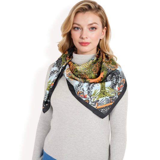Anna-Kaci Women's Floral Pattern Square Scarf with Vibrant Prints and Elegant Square Design