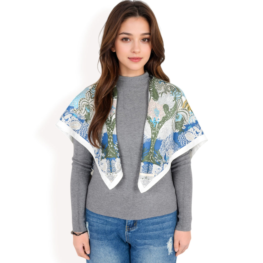 Anna-Kaci Women's Floral Pattern Square Scarf with Vibrant Prints and Elegant Square Design