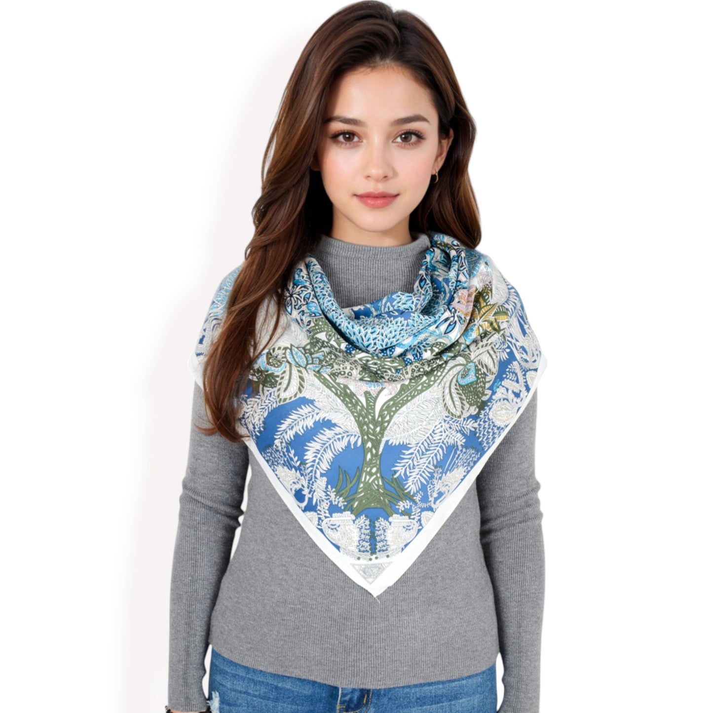 Anna-Kaci Women's Floral Pattern Square Scarf with Vibrant Prints and Elegant Square Design