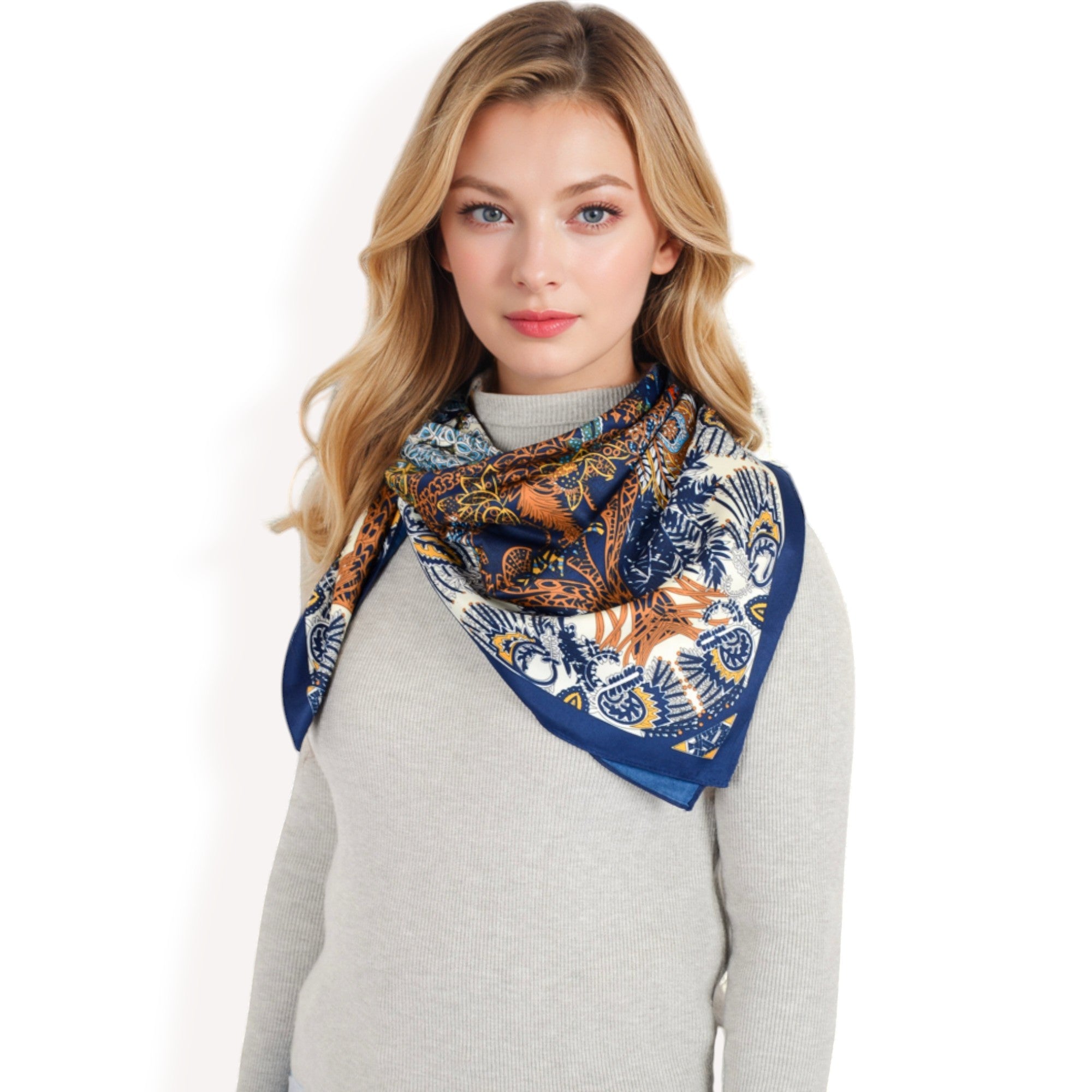 Anna-Kaci Women's Floral Pattern Square Scarf with Vibrant Prints and Elegant Square Design