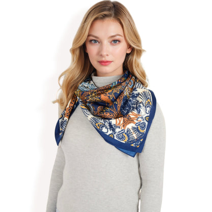 Anna-Kaci Women's Floral Pattern Square Scarf with Vibrant Prints and Elegant Square Design