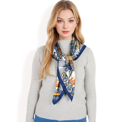 Anna-Kaci Women's Floral Pattern Square Scarf with Vibrant Prints and Elegant Square Design