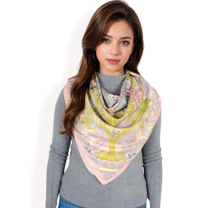 Anna-Kaci Women's Floral Pattern Square Scarf with Vibrant Prints and Elegant Square Design