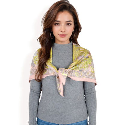 Anna-Kaci Women's Floral Pattern Square Scarf with Vibrant Prints and Elegant Square Design
