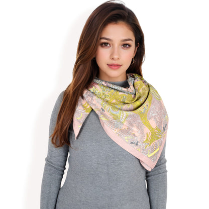 Anna-Kaci Women's Floral Pattern Square Scarf with Vibrant Prints and Elegant Square Design