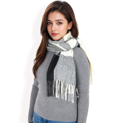 Anna-Kaci Women's Oversized Plaid Blanket Scarf with Fringe Trim and Soft Textured Fabric