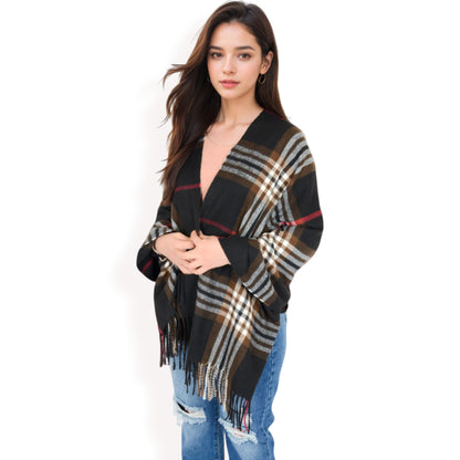Anna-Kaci Women's Plaid Pattern Scarf with Fringed Edges and Soft Lightweight Material for Year-Round Use