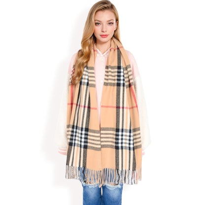 Anna-Kaci Women's Plaid Pattern Scarf with Fringed Edges and Soft Lightweight Material for Year-Round Use