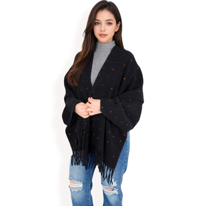 Anna-Kaci Women's Cashmere-Like Polka Dot Fringe Scarf with Soft Fabric and Lightweight Warmth