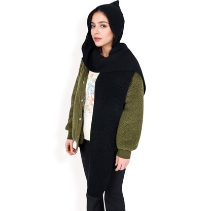 Anna-Kaci Women's Knitted Hooded Scarf with Versatile Design and Warm Ribbed Texture for Stylish Comfort and Winter Protection