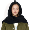 Anna-Kaci Women's Knitted Hooded Scarf with Versatile Design and Warm Ribbed Texture for Stylish Comfort and Winter Protection