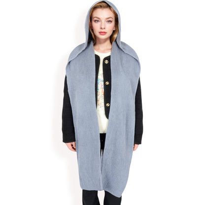 Anna-Kaci Women's Knitted Hooded Scarf with Versatile Design and Warm Ribbed Texture for Stylish Comfort and Winter Protection