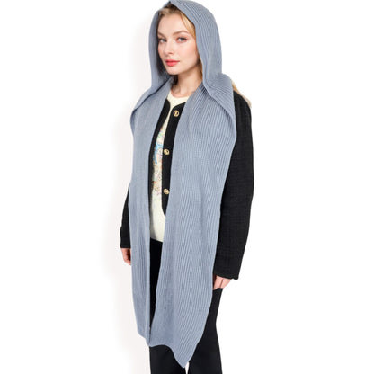 Anna-Kaci Women's Knitted Hooded Scarf with Versatile Design and Warm Ribbed Texture for Stylish Comfort and Winter Protection