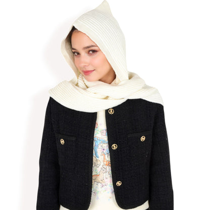 Anna-Kaci Women's Knitted Hooded Scarf with Versatile Design and Warm Ribbed Texture for Stylish Comfort and Winter Protection