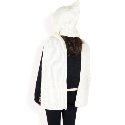 Anna-Kaci Women's Knitted Hooded Scarf with Versatile Design and Warm Ribbed Texture for Stylish Comfort and Winter Protection