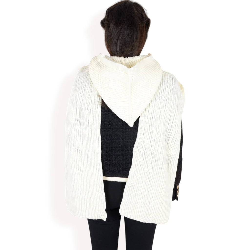 Anna-Kaci Women's Knitted Hooded Scarf with Versatile Design and Warm Ribbed Texture for Stylish Comfort and Winter Protection